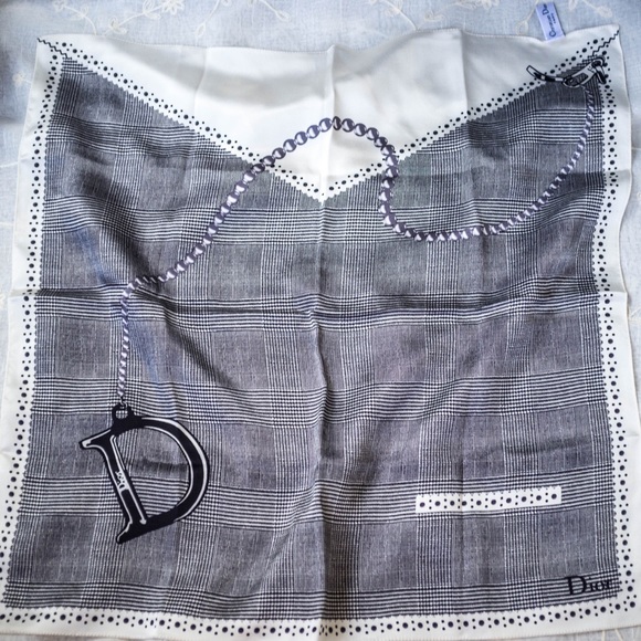 Dior Accessories - Dior Authentic Black& Cream Silk Scarf Rare Design